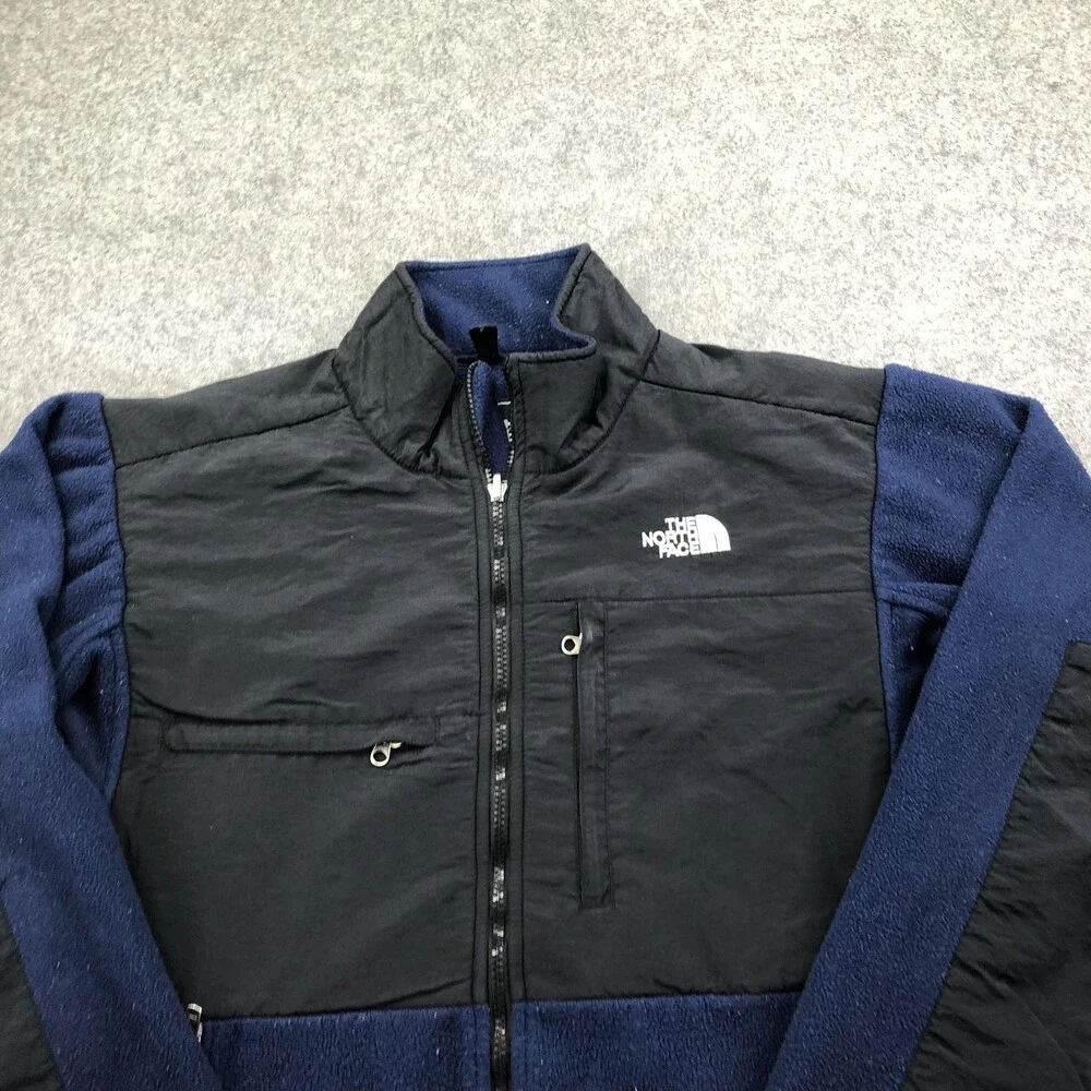 The North Face Jacket Mens Medium Blue Black Fleece Full Zip Denali Outdoor